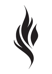 Elegant Black Flame Illustration on White Background