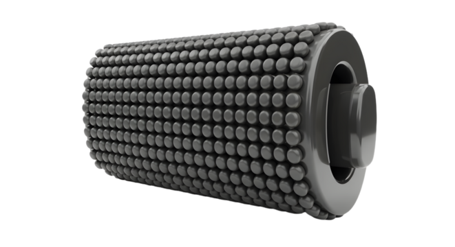 Black Massage Roller with Textured Surface for Fitness and Recovery