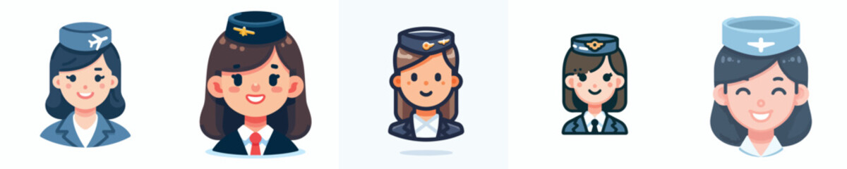 vector avatar of a flight attendant face