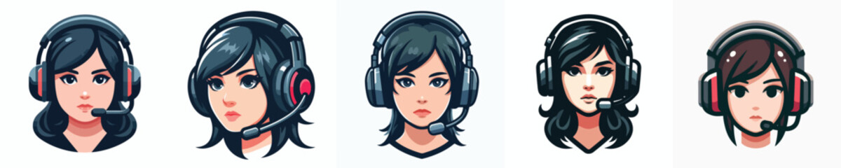 vector avatar of an esports player's face woman