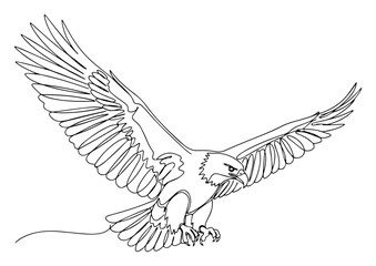 Majestic Eagle with Spread Wings in a Single Line Art Style