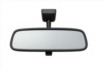 Vehicle rear view mirror reflecting empty space