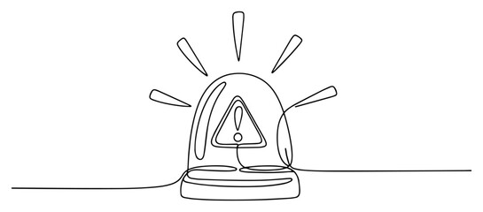 One Continuous Line Drawing of a Flashing Emergency Siren Light