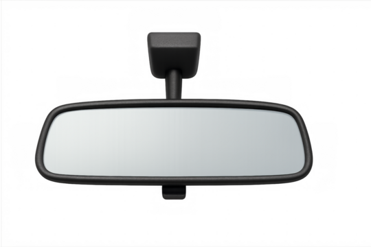 Vehicle rear view mirror reflecting empty space