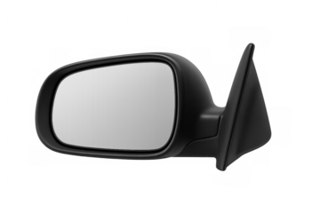 Black car side mirror providing rearview vision