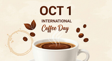 International Coffee Day Graphic with Coffee Beans 2025 Oct 1