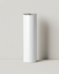 Minimalist White Cylinder Container on Simple Light Background