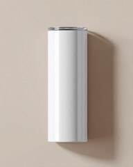 Stylish White Minimalist Cylinder Container on Neutral Background