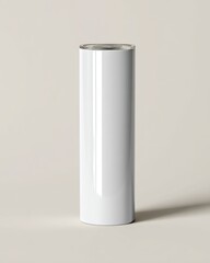 Smooth White Cylinder on Neutral Background for Minimalist Design