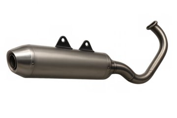 Motorcycle exhaust muffler system isolated on transparent background