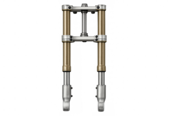 Motorcycle front suspension fork system on transparent background