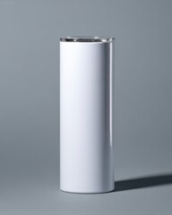 Minimalist White Insulated Water Bottle on Gray Background