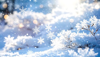 Naklejka premium Magical Winter Wonderland with Falling Snowflakes.