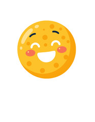 Fototapeta premium Happy Full Moon Emoticon Cute Round Face Cartoon
