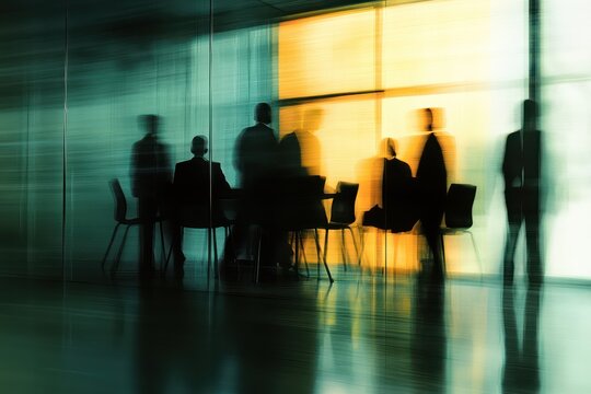 Blurred group of business people meeting in boardroom