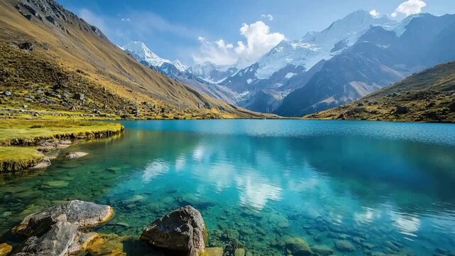 peruvian high altitude lagoons of laguna 69 video