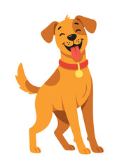 Happy Dog Cute Pet Cartoon Mascot Character Puppy Sitting