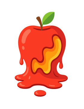 Red Apple Melted Goo Candy Cartoon Mascot