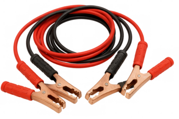 Jumper cables ready for vehicle battery jump starting