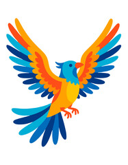 Obraz premium Cartoon Parrot Flying Tropical Bird Mascot Design Travel Concept