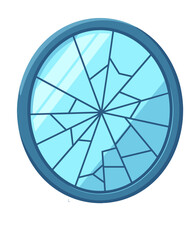 Cracked Glass Broken Window Round Damage Symbol