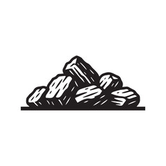 Pile of Charcoal Lumps Vector Icon. Black Coal or Rock Silhouette Graphic for BBQ and Grilling.
