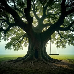The natural scenery of large trees