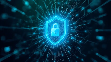 A 3D Digital Shield with a Padlock for Online Security