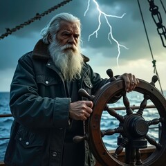 Retro scenes of the captain driving