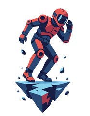 Fototapeta premium Sci Fi Running Astronaut Floating Island Lightning