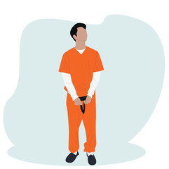prisoners wearing orange clothes. prisoner arrested with a handcuffs 