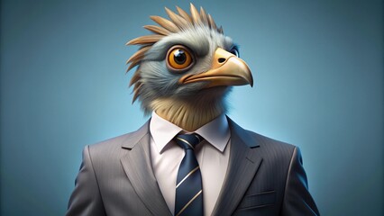 Anthropomorphic bird in business suit illustration
