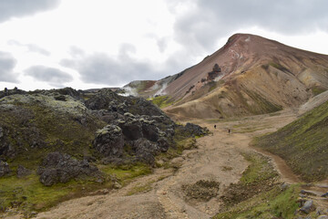 Rocks from volcanic activity, colorful mountains