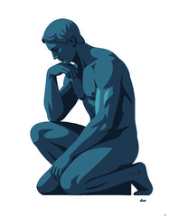 Fototapeta premium Male Thinking Pose Greek Statue Nude Figure Concept Art
