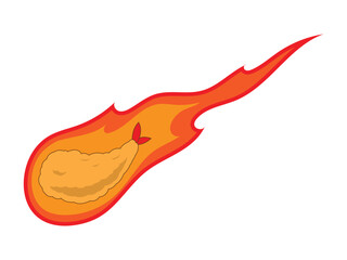 Vector illustration of a tempura with fire elements surrounding it