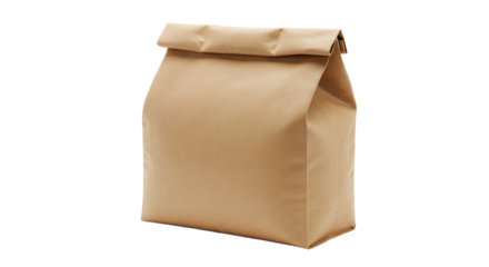 Brown Paper Bag Standing on White Background for Packaging and Food Storage