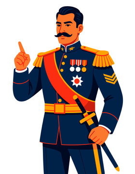 Military Officer Leadership Figure Commander Uniform Mustache Authority Illustration