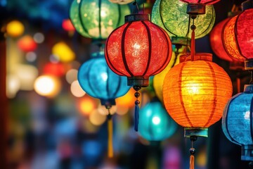 Colorful Defocused Bokeh Lights Blur Night Background