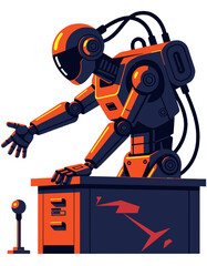 Fototapeta premium Futuristic Robot Desk Control Office AI Automation Concept