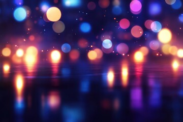 Blurred background of police lights at a crime scene