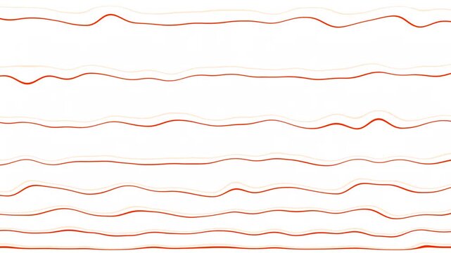 White Background With Thin Wavy Red And Cream Lines In Horizontal Rows abstract