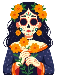 Crédence de cuisine  Dia de los Muertos Woman Marigold Flowers Catrina  © Kiss