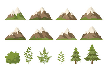vector set of trees and hills