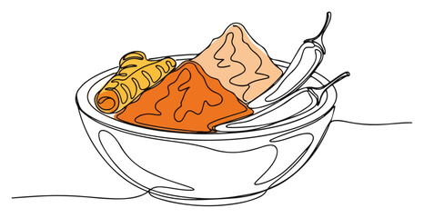 Gelato Ice Cream Bowl with Wafers Line Vector