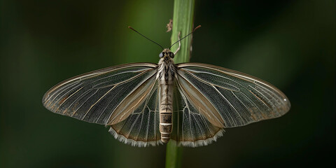 Obraz premium Delicate Moth on Green Blade