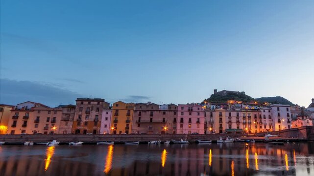 Beginning of a new day the ald town of Bosa