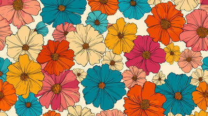 colorful flowers in full bloom, showcasing vibrant petals in a rainbow of hues. This lively floral arrangement radiates beauty, freshness, and natural charm, perfect for adding a touch of brightness