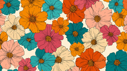 colorful flowers in full bloom, showcasing vibrant petals in a rainbow of hues. This lively floral arrangement radiates beauty, freshness, and natural charm, perfect for adding a touch of brightness