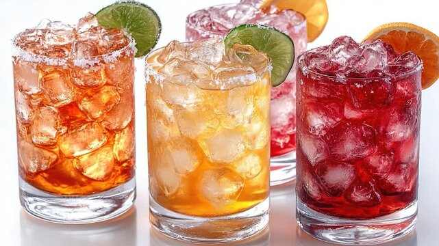 A collection of glasses filled with different beverages, ideal for use in articles about food and drink or as a background image