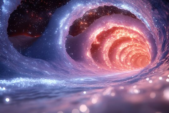 Spiral galaxy with stars and nebulas.